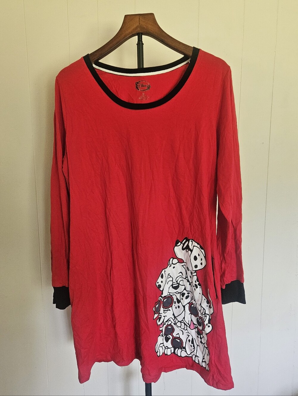 Disney 101 Dalmations Long Sleeve Red Nightgown Size XL
